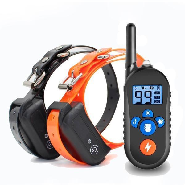 正規品販売 800m防水犬用トレーニングカラー充電式電気ショックlcdディスプレイ2個ブラックオレンジ