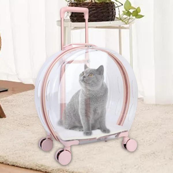 ペットトロリーケースキャリア猫犬通気性ローリングラゲッジバッグキャリーバッググリーンストライプ_2