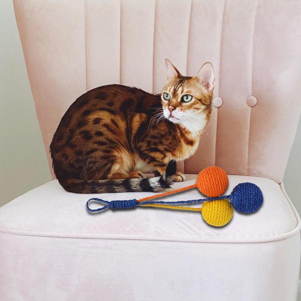 猫のおもちゃのボール、耐久性のあるキャッチャー ティーザー サイザル スクラッチ インタラクティブ  子猫用 キャッチ トレーニング｜stk-shop｜06