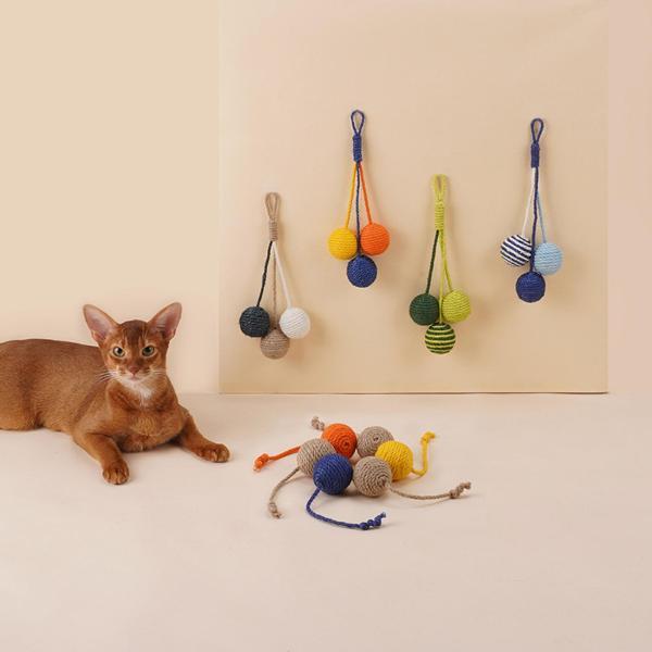 猫のおもちゃのボール、耐久性のあるキャッチャー ティーザー サイザル スクラッチ インタラクティブ  子猫用 キャッチ トレーニング｜stk-shop｜08