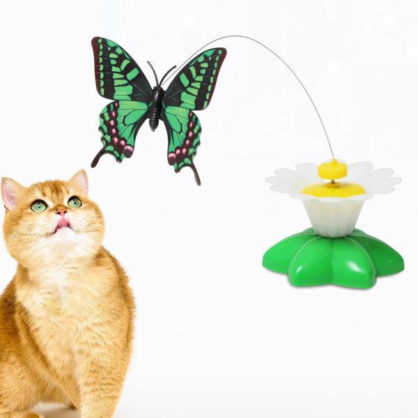 屋内猫用猫インタラクティブおもちゃ、自動電子回転蝶子猫おもちゃ運動 