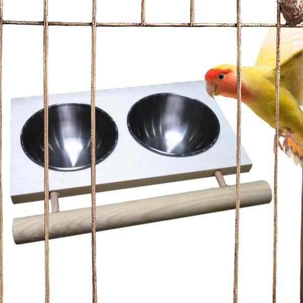 鳥の餌皿カップ鳥の餌ステンレス鋼カップオウムセキセイインコダブル