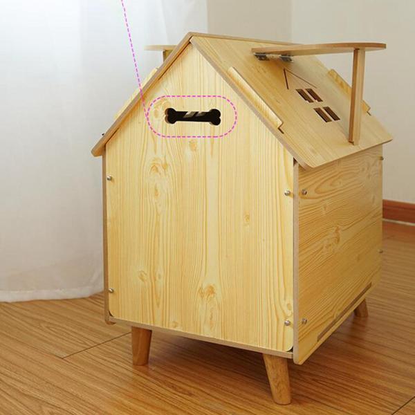 木製ペットハウス 猫子犬小型中型犬用木製通気性犬クレート_5