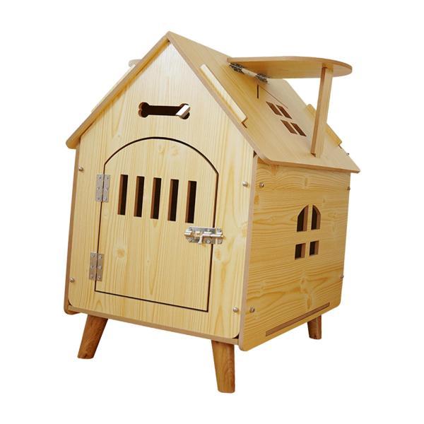 木製ペットハウス 猫子犬小型中型犬用木製通気性犬クレート_9