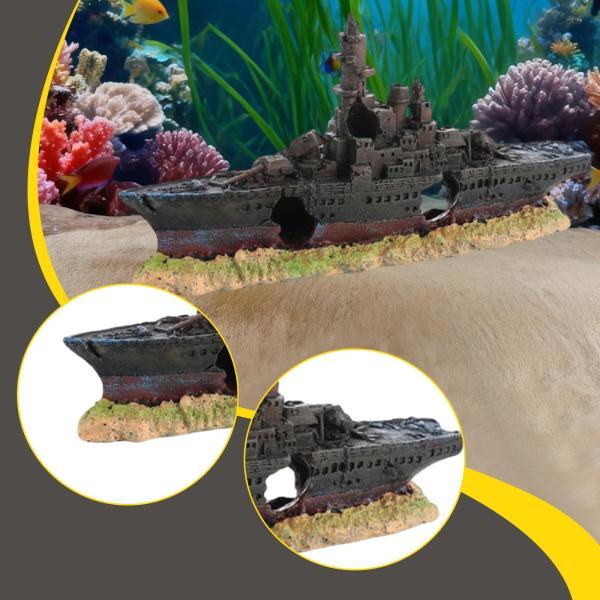 水槽オーナメントハウスおもちゃ樹脂沈没船水族館難破船装飾スタイルA