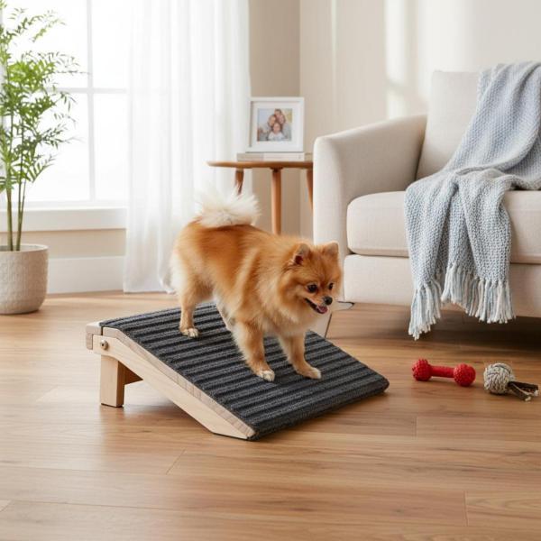 折りたたみ式犬用スロープ、リブ付き布製木製ペット用スロープ、小型犬