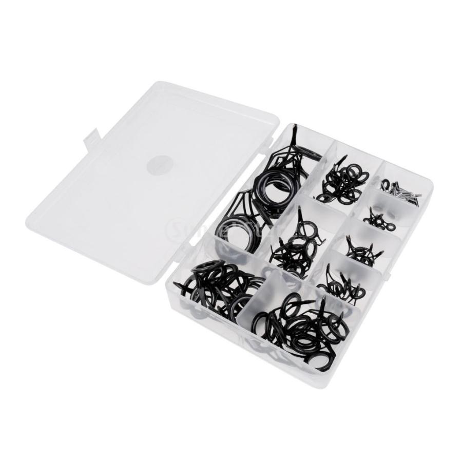 約90本セット スチール 釣りロッド ガイド ロッド修理キット Diy アイリングとボックス 耐摩耗 超人気