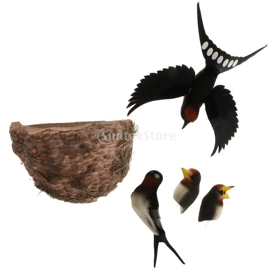 鳥の置物 鳥の巣 燕の巣 インテリア 置物 現実的 おもちゃ 全2種 - B