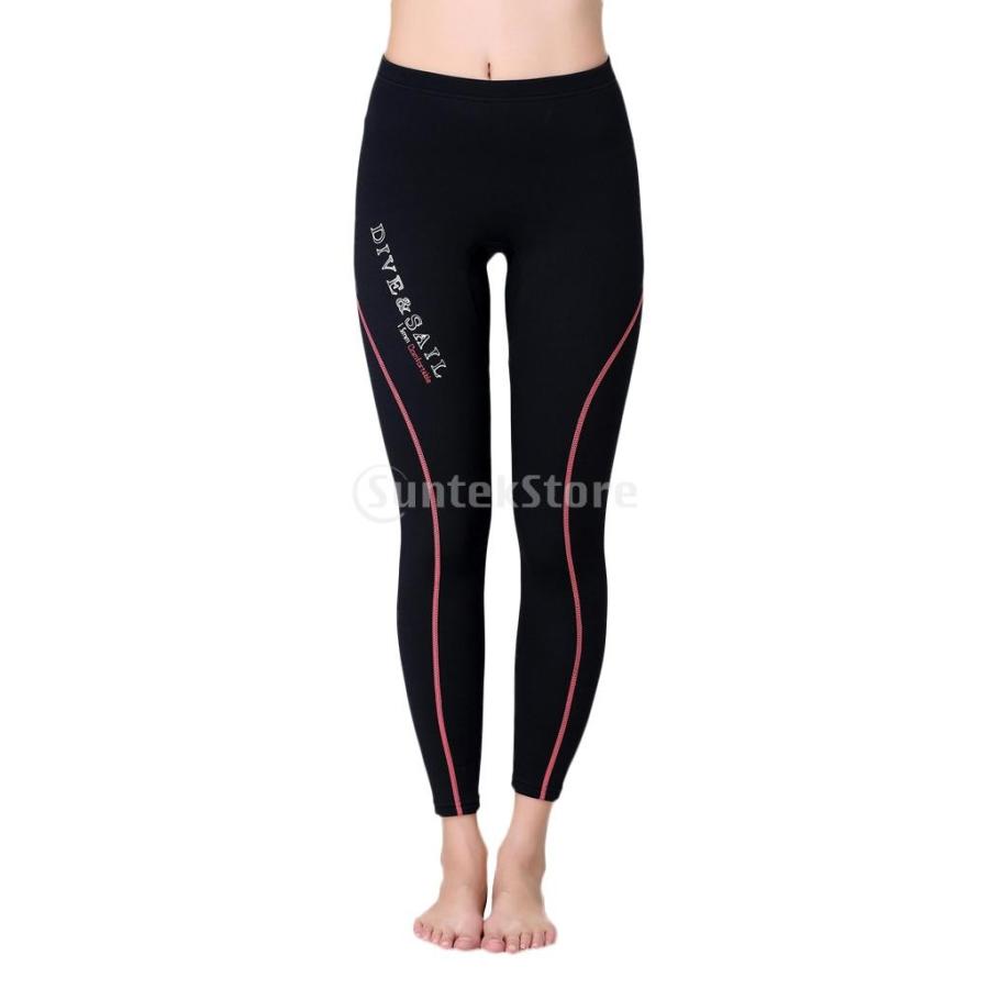 男性 女性 1.5mm ネオプレン サーフィン ダイビング 水泳パンツ ロングパンツ ウェットスーツ 保暖 赤, 女性M