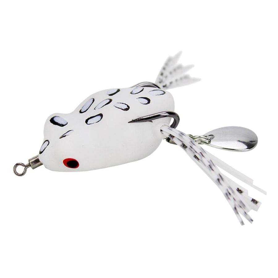 ソフト釣り人工餌レイカエルトレブルフック スパンコールテールホワイト