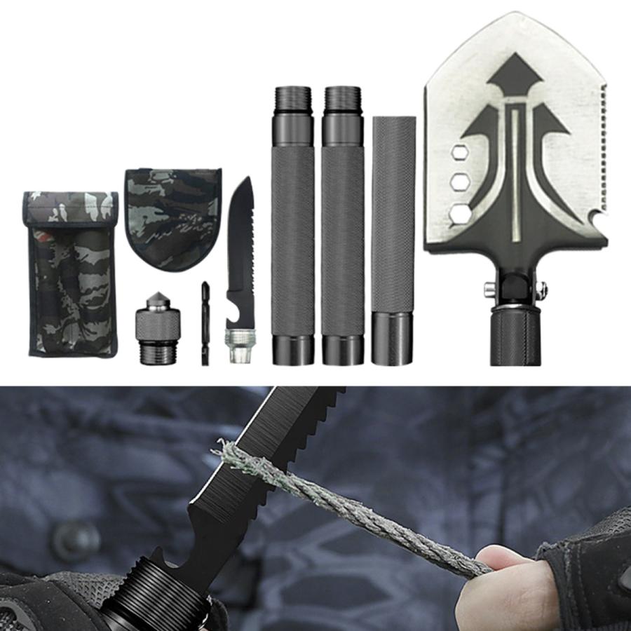 1710円 激安大特価 キャンプ用折りたたみ式シャベル斧サバイバルキット屋外戦術マルチツールグレー