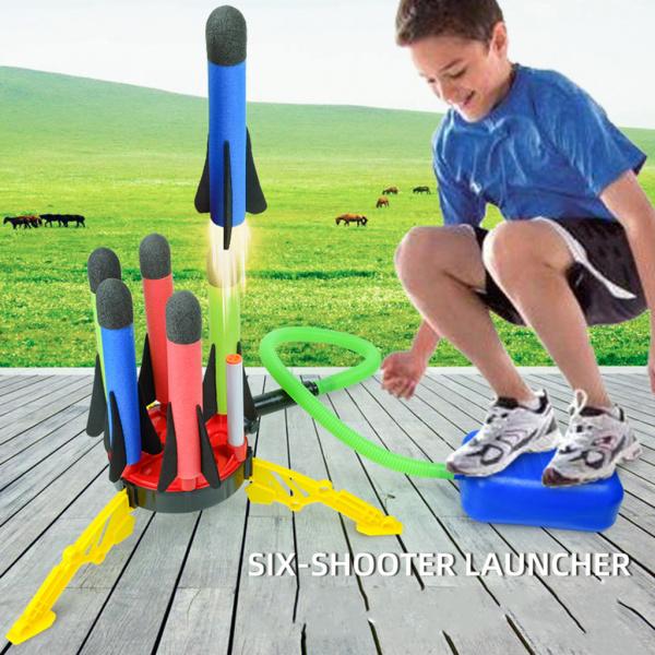 クリスマス特集2022 6つのフォームロケットを備えたキッズジャンプロケットランチャー 夏の屋外のパリーゲーム活動 男の子の女の子へのおもちゃのギフト 最大99％オフ！