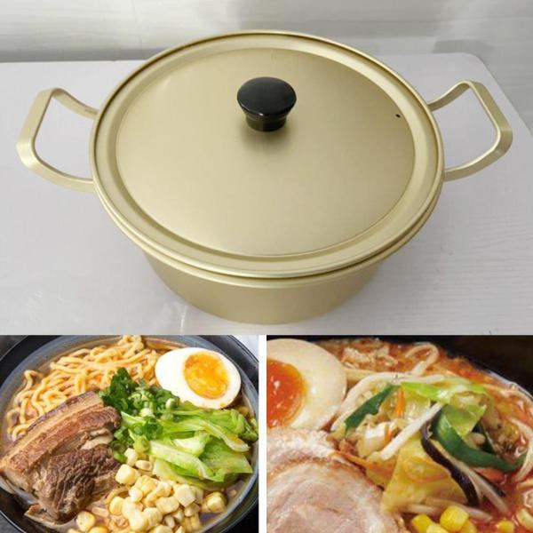 韓国ラーメン鍋鍋ダブルハンドルアルミキッチン調理器具18cm : STK