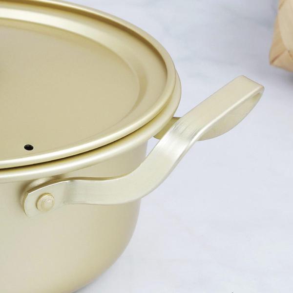 韓国ラーメン鍋鍋ダブルハンドルアルミキッチン調理器具18cm : STK