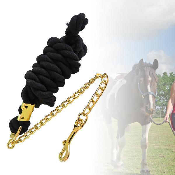 まとめ買い】【まとめ買い】チェーンアクセサリー付き編組コットンホースリーディングロープブラック4m 乗馬 乗馬用品 JODHPURS チェーン付きリードロープ ブラック 乗馬 馬具