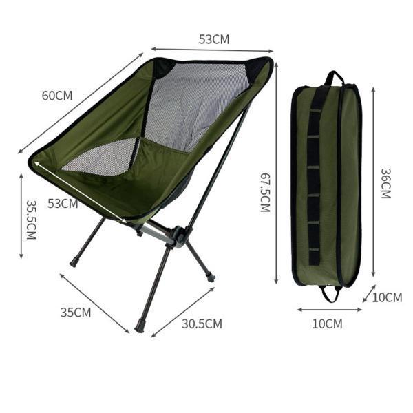 収納バッググリーン付きビーチハイキング用超軽量折りたたみキャンプチェア アウトドアストック