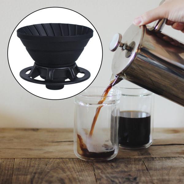 コーヒードリッパー 折りたたみ式コーヒーフィルターカップ 再利用可能 アウトドア ホーム 旅行 ブラック｜stk-shop｜07