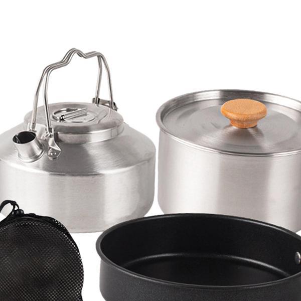 キャンプ用調理器具セット キャンプ用鍋とフライパンケトル ステンレス