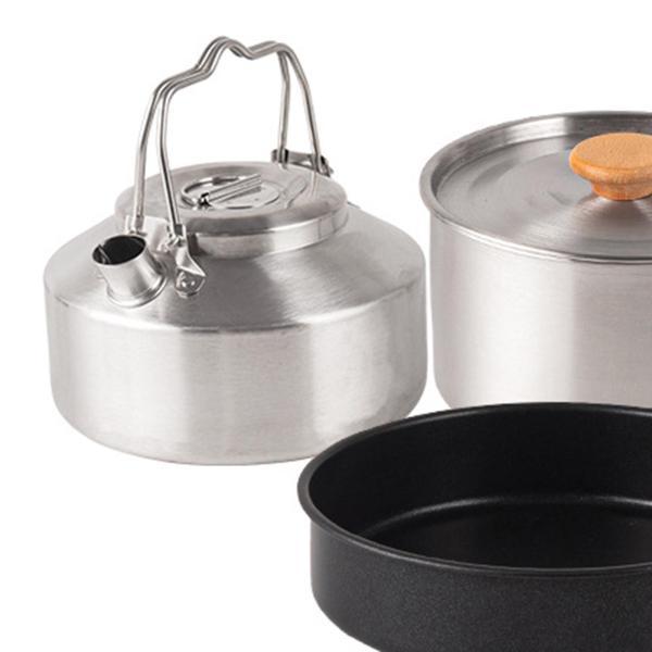 キャンプ用調理器具セット キャンプ用鍋とフライパンケトル ステンレス