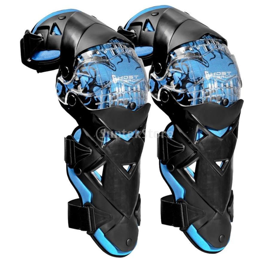 2個入 経典ブランド 全3色選べ 膝パッド 膝プロテクター 高評価なギフト バイクウェア オートバイ プロテクター 快適 青 - 弾性ストラップ付き ニーパッド 膝保護ガード