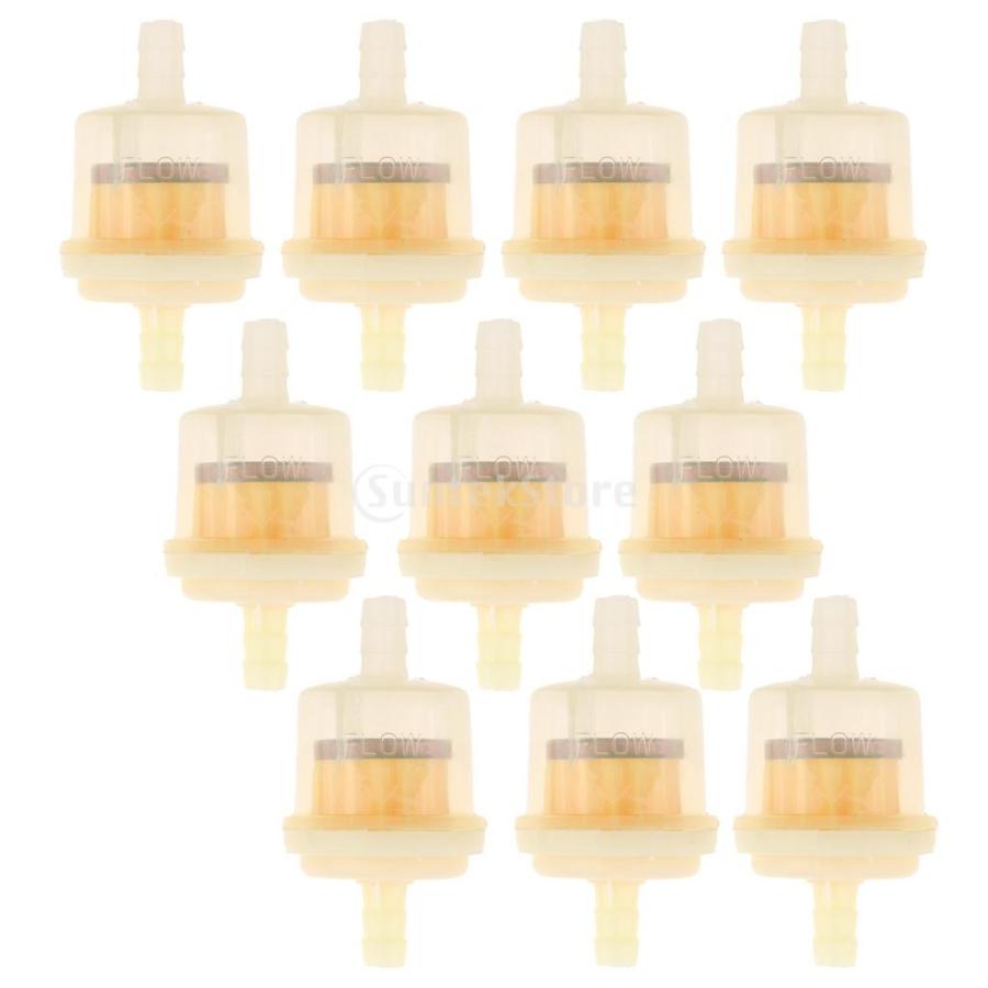 オートバイ プラスチック製 ガス インライン 燃料フィルター イエロー 返品送料無料 10個入り 6mm 8mmのパイプに対応