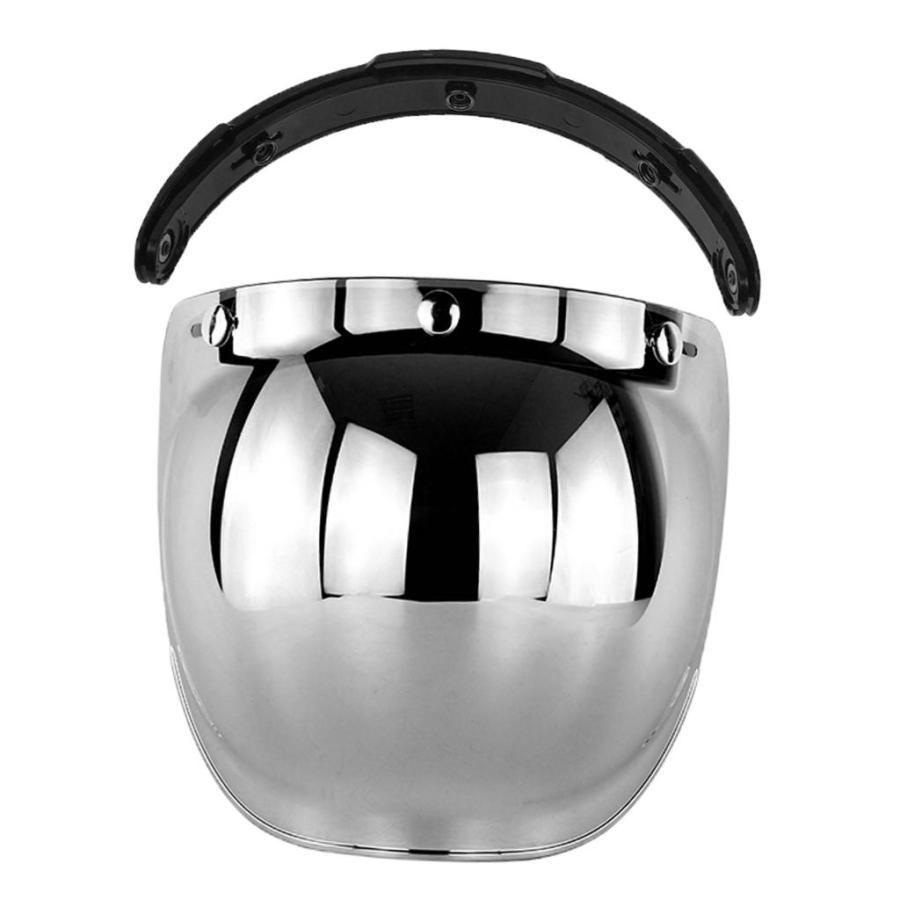 シルバー オートバイバブルバイザー 3つのスナップヘルメットバイザー