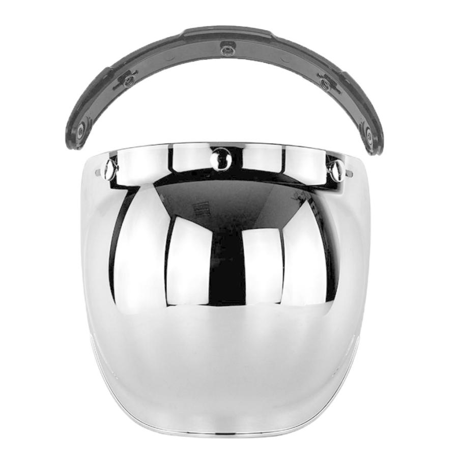 シルバー オートバイバブルバイザー 3つのスナップヘルメットバイザー