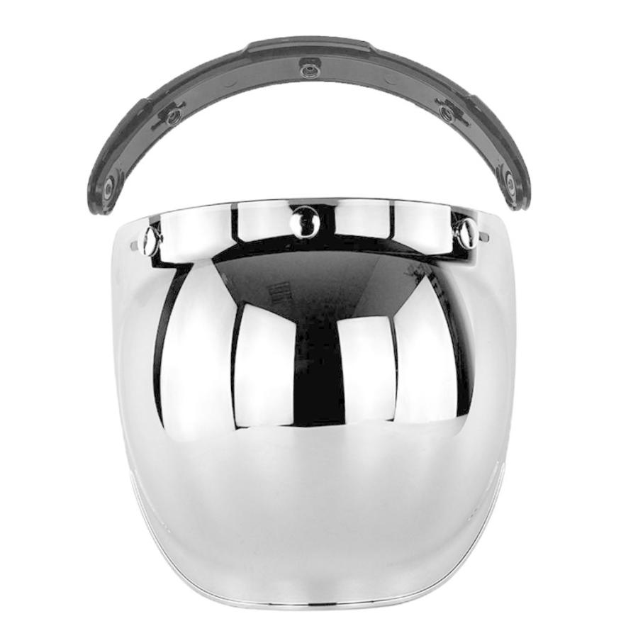 シルバー オートバイバブルバイザー 3つのスナップヘルメットバイザー