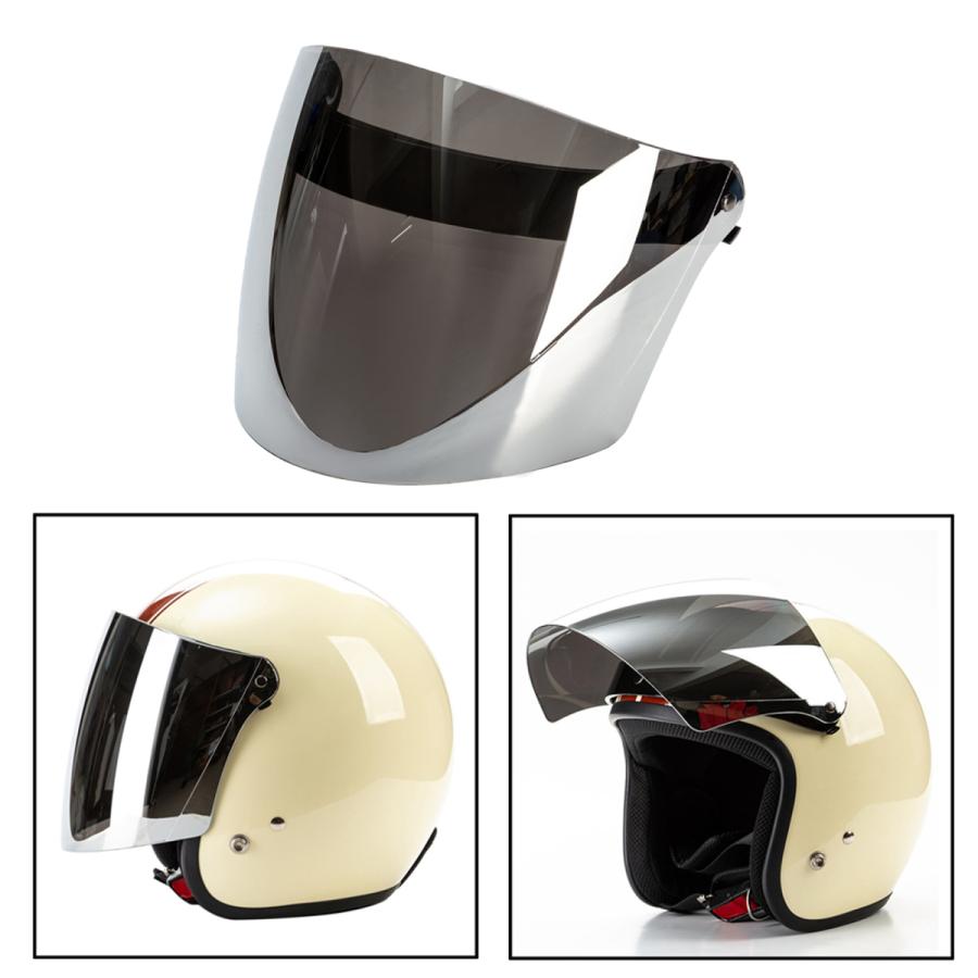 うp→オーダー品ヘルメットバイザー シルバー オートバイのヘルメットバイザー 3スナップヘルメット