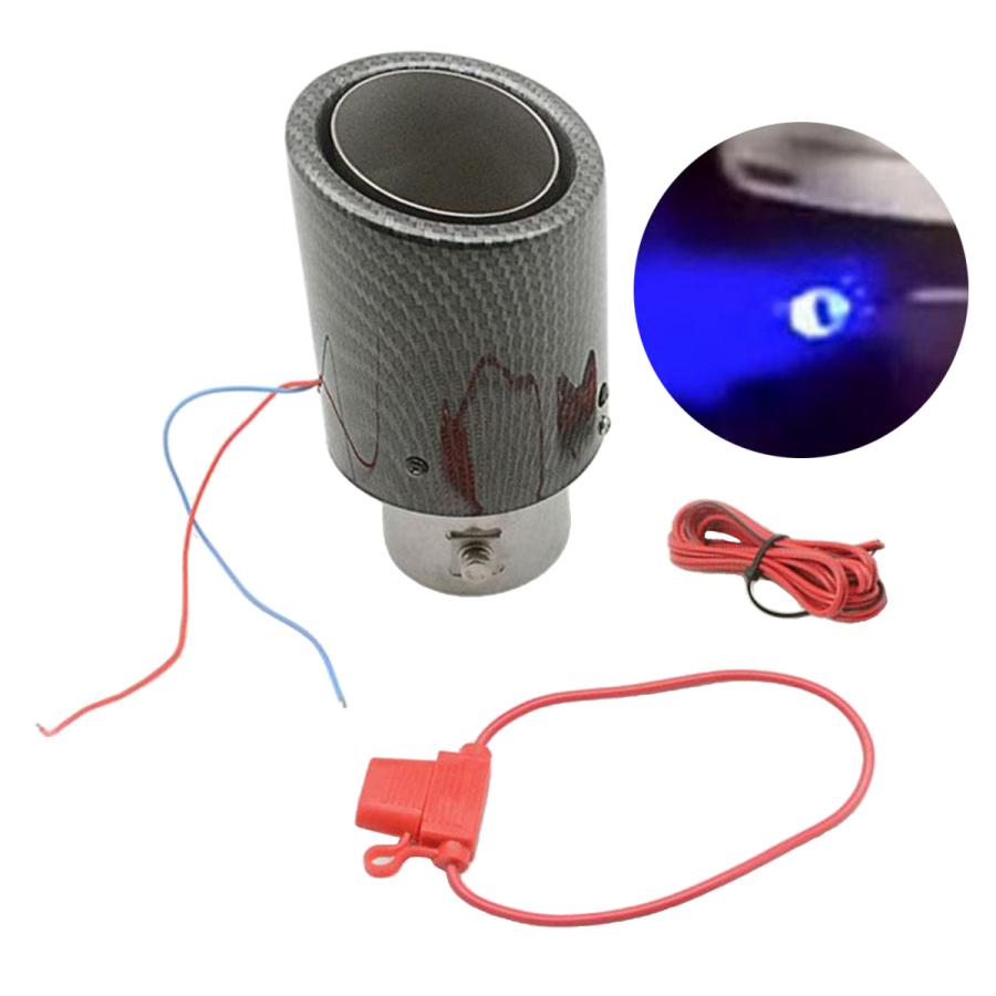 車ユニバーサルカーボンファイバースタイルテールパイプマフラーチップブルーライト03 Sale 76 Off