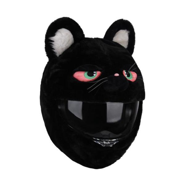 漫画黒猫バイクヘルメットカバー保護カバーかわいい面白いフルフェイス