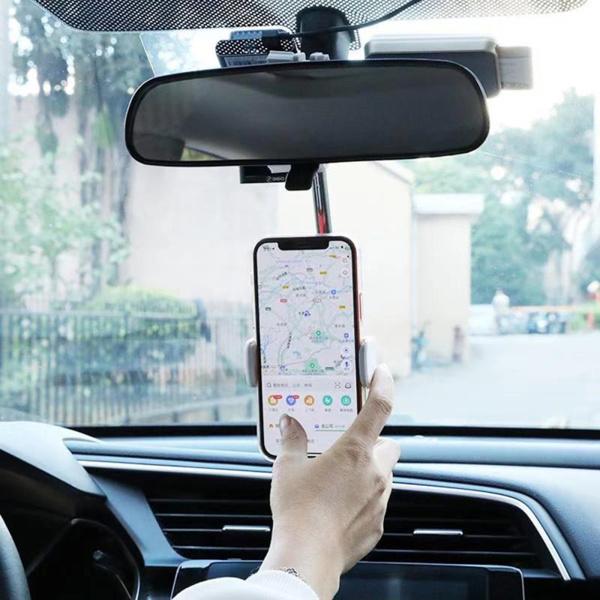 車載スマホホルダー クリップ式 電話ホルダー バックミラーホルダー スマホスタンド 特別送料無料 伸縮可能 ホワイト 携帯用