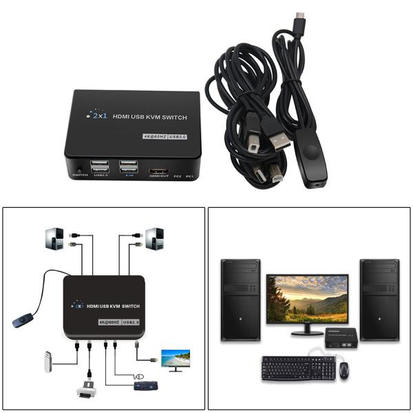 HDMI KVMスイッチ2ポートボックス、2 U 2.0ハブ、UHD 4K @ 60Hz、2 イン 1出力、U電源、共有1セットキー｜stk-shop｜03