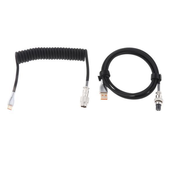 メカニカルキーボードスピーカー用1.8Mコイルケーブルワイヤーマイクロキーボードケーブル 黒 68041932STKショップ 通販