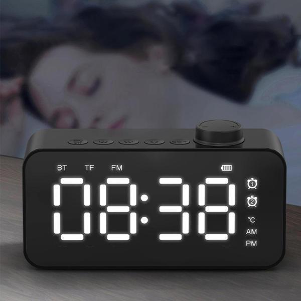 目覚まし時計付きラジオ、Bluetoothスピーカー付き学生用USB充電ポートブラック|stk-shop|05