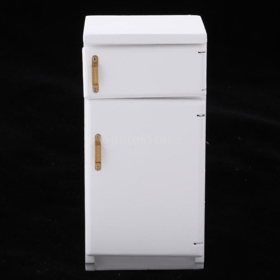 木製 冷蔵庫模型 1:12スケールドールハウス装飾 キッチン家具セット