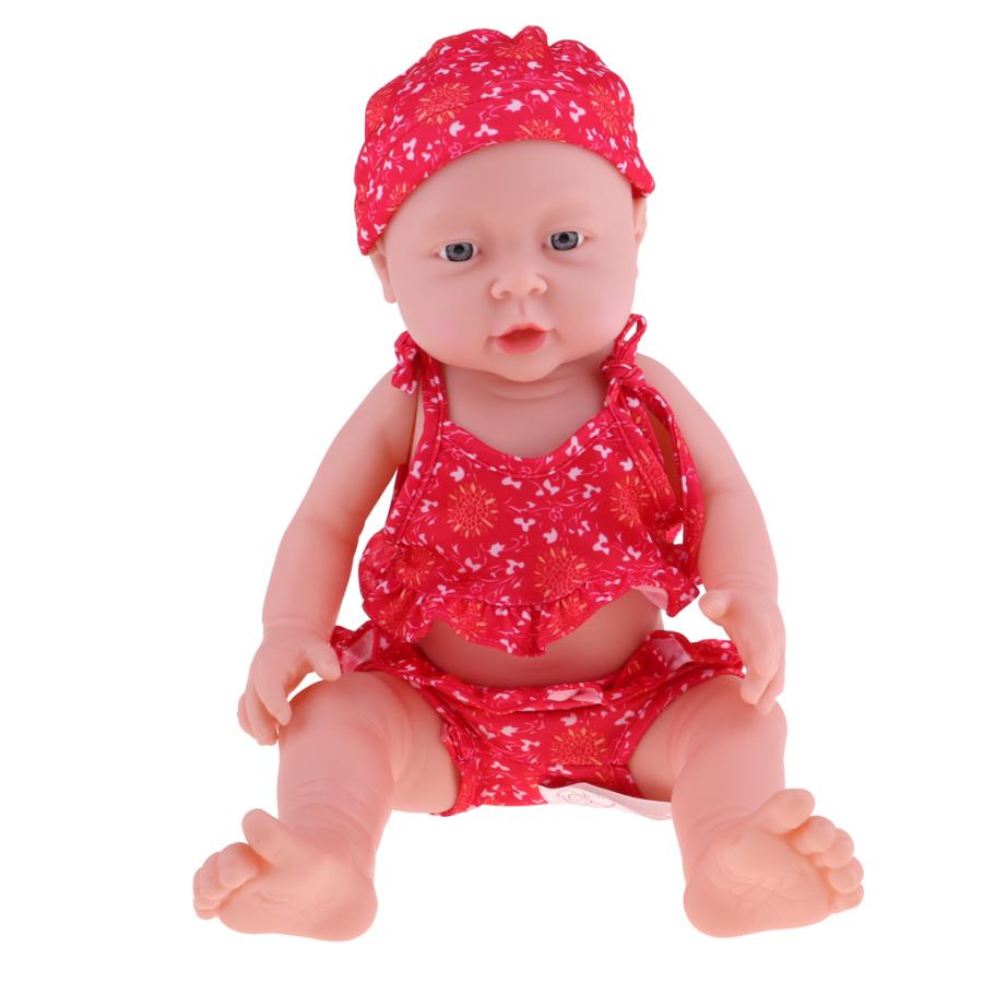 41cmビニールリアルベビーガールドール幼児用おもちゃギフト(赤い服＆帽子スーツ)