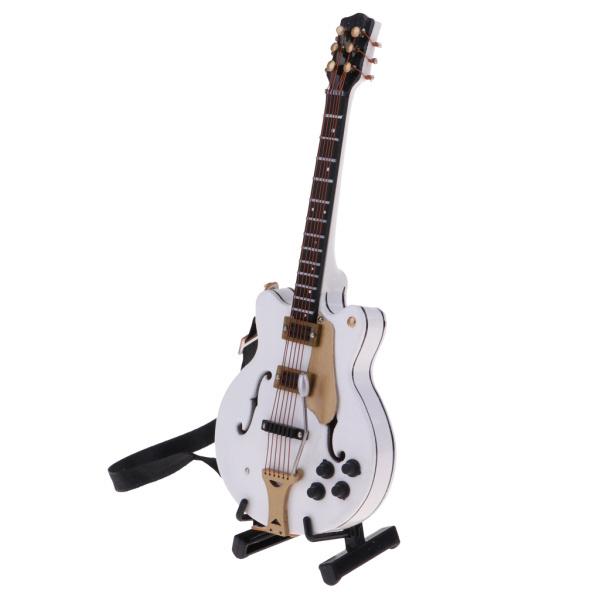 1/8ドールハウスミニチュアウッドギターストラップ付きホワイトアコースティックギターの装飾