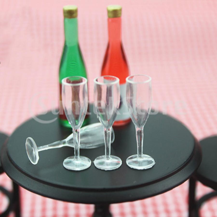 4個1/12ドールハウスミニチュアクリアワイングラスジュースカップゴブレットの装飾｜stk-shop｜02