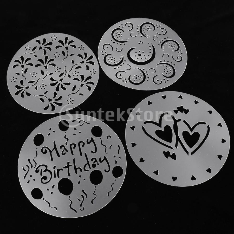 花 ケーキステンシル 製菓用品 デコレーションツール 4個 : STK 
