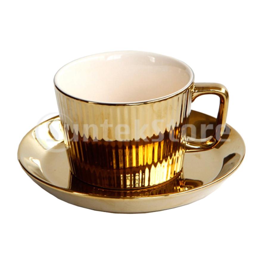 ゴールドメッキ茶/コーヒーカップw /オーサーセットセラミックエスプレッソカップオフィス-ホワイト | 