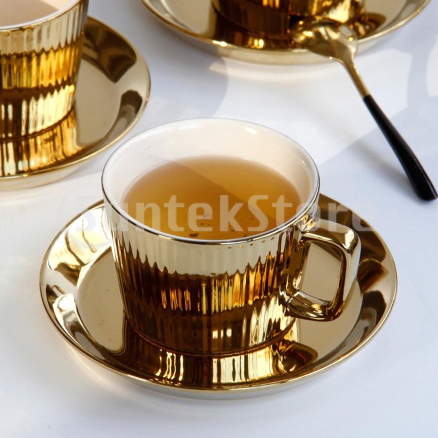 ゴールドメッキ茶/コーヒーカップw /オーサーセットセラミックエスプレッソカップオフィス-ホワイト |  | 05