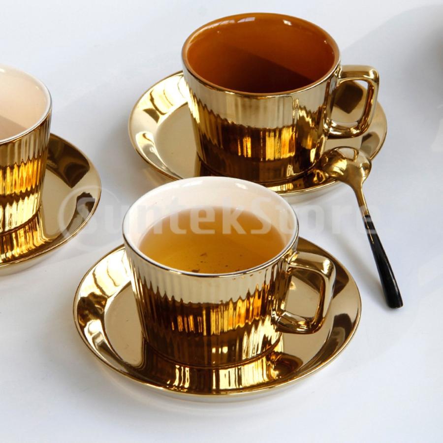 ゴールドメッキ茶/コーヒーカップw /オーサーセットセラミックエスプレッソカップオフィス-ホワイト |  | 07