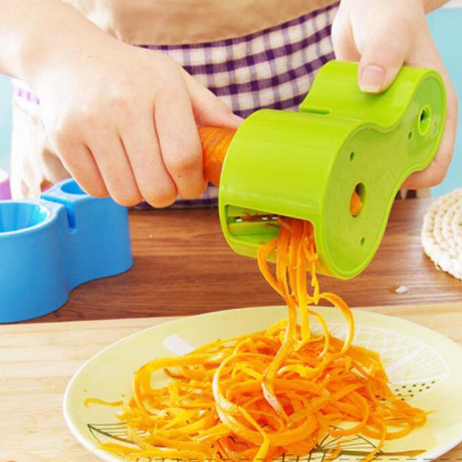 購入 シャープナーグリーンのキッチンデュアルヘッドスパイラルカッター野菜スライサー 調理器具
