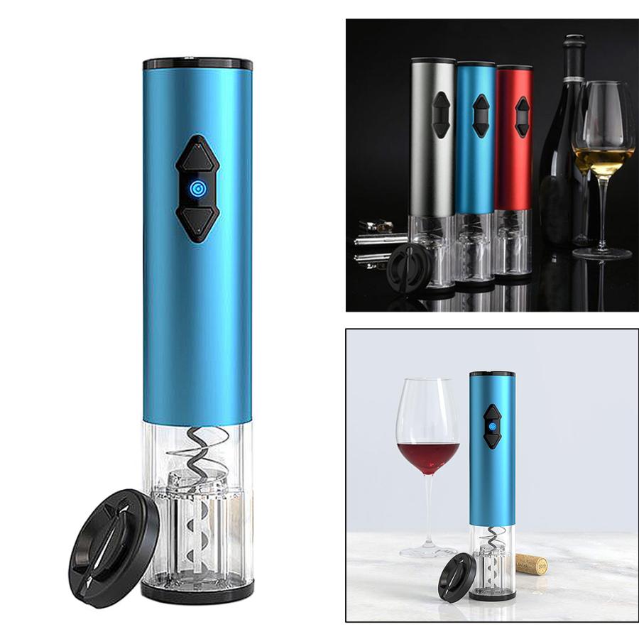 冬バーゲン 特別送料無料 電気ワインオープナー自動コードレスコルク栓抜きボトルツールバッテリーパワーブルー Discoversvg Com