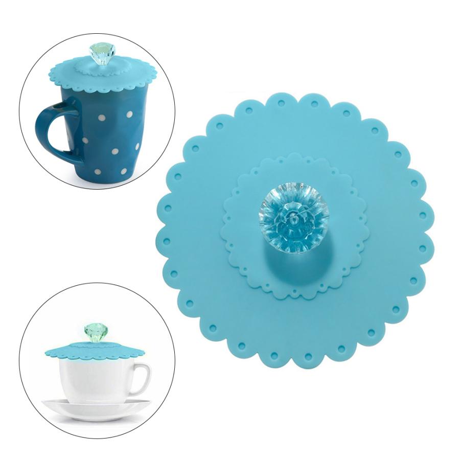 即日発送 食品グレードシリコンカップ蓋クリエイティブマグカバー防塵気密シールブルー Discoversvg Com