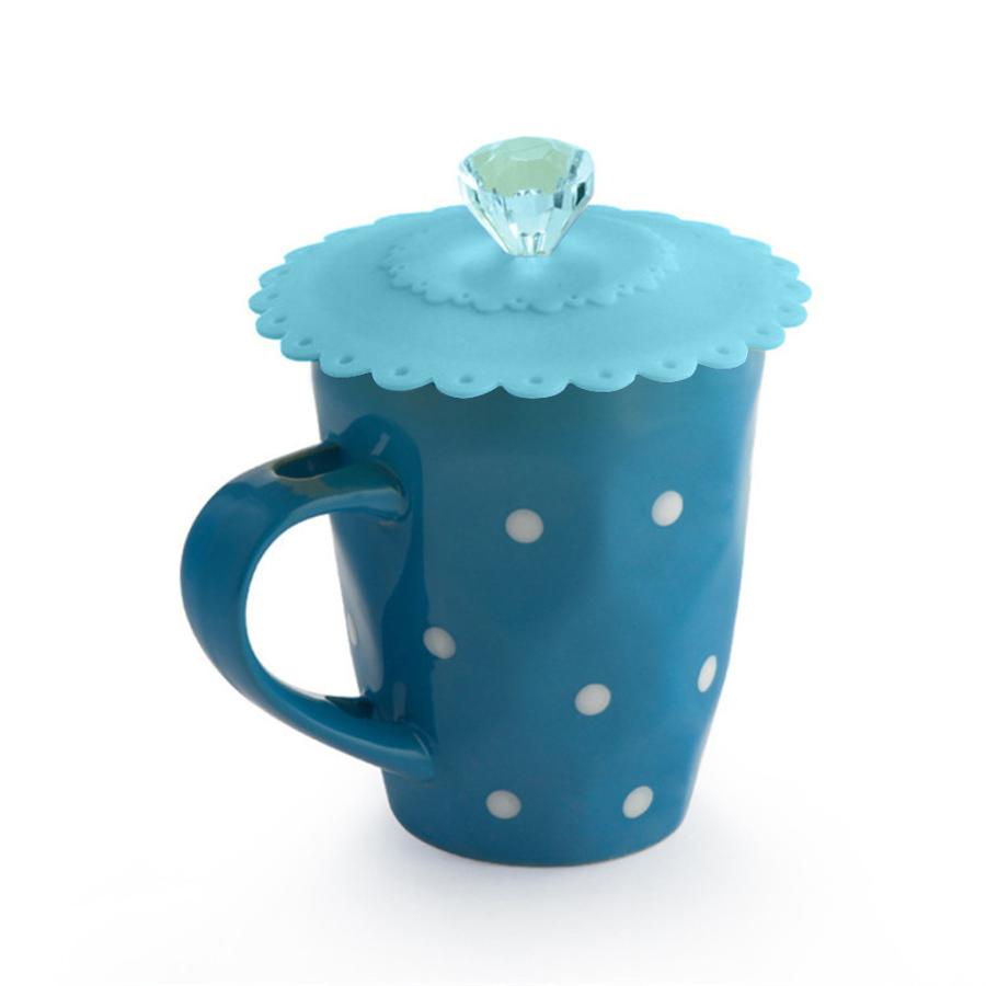 即日発送 食品グレードシリコンカップ蓋クリエイティブマグカバー防塵気密シールブルー Discoversvg Com