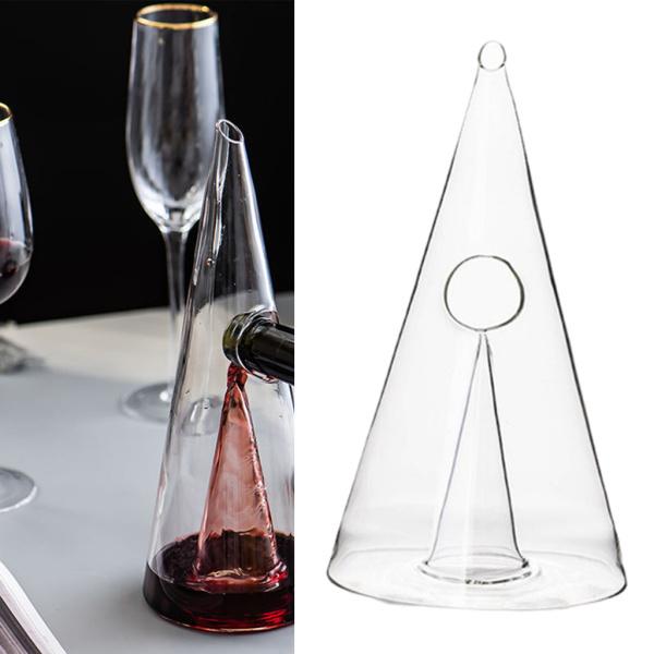 手吹きガラスワインデカンターウォッカバーボンウイスキー注ぎ口750mlピラミッド 特別訳あり特価