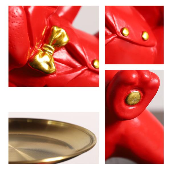 激安正規品ファッションクールブルドッグデスクの雑貨コンテナ樹脂動物の置物の装飾赤 サンキャッチャー
