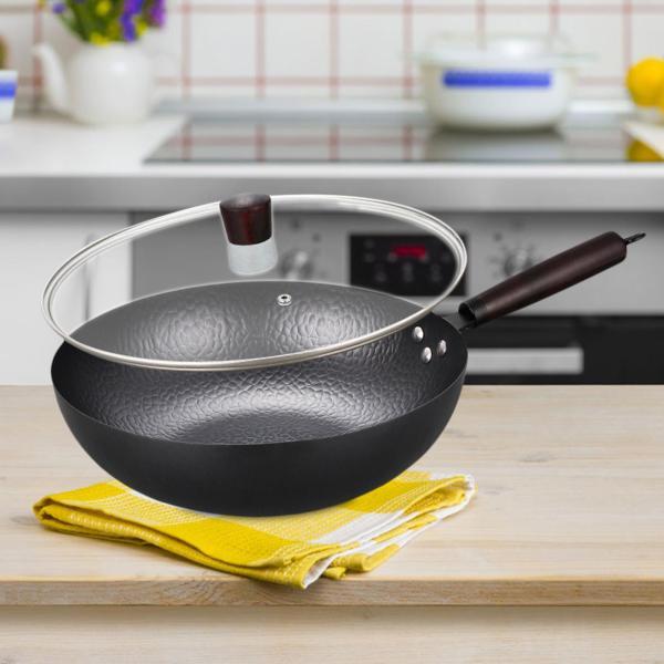 テフロン加工の中華鍋 32 cm ユニバーサル電磁調理器ガス中華なべパン